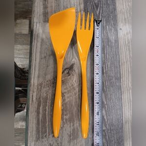 MCM Rosti Mepal Melamine Spatula Fork Utensils Denmark Hutzler Yellow Vintage